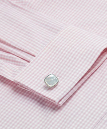 Pale Pink & White Slim Fit Double Cuff Essential Gingham Formal Shirt