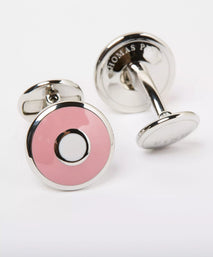 Pink Silver Finish Enamel Target Cufflinks