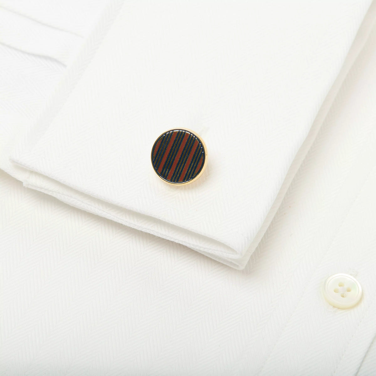 Pink & Navy Enamel Striped Cufflinks