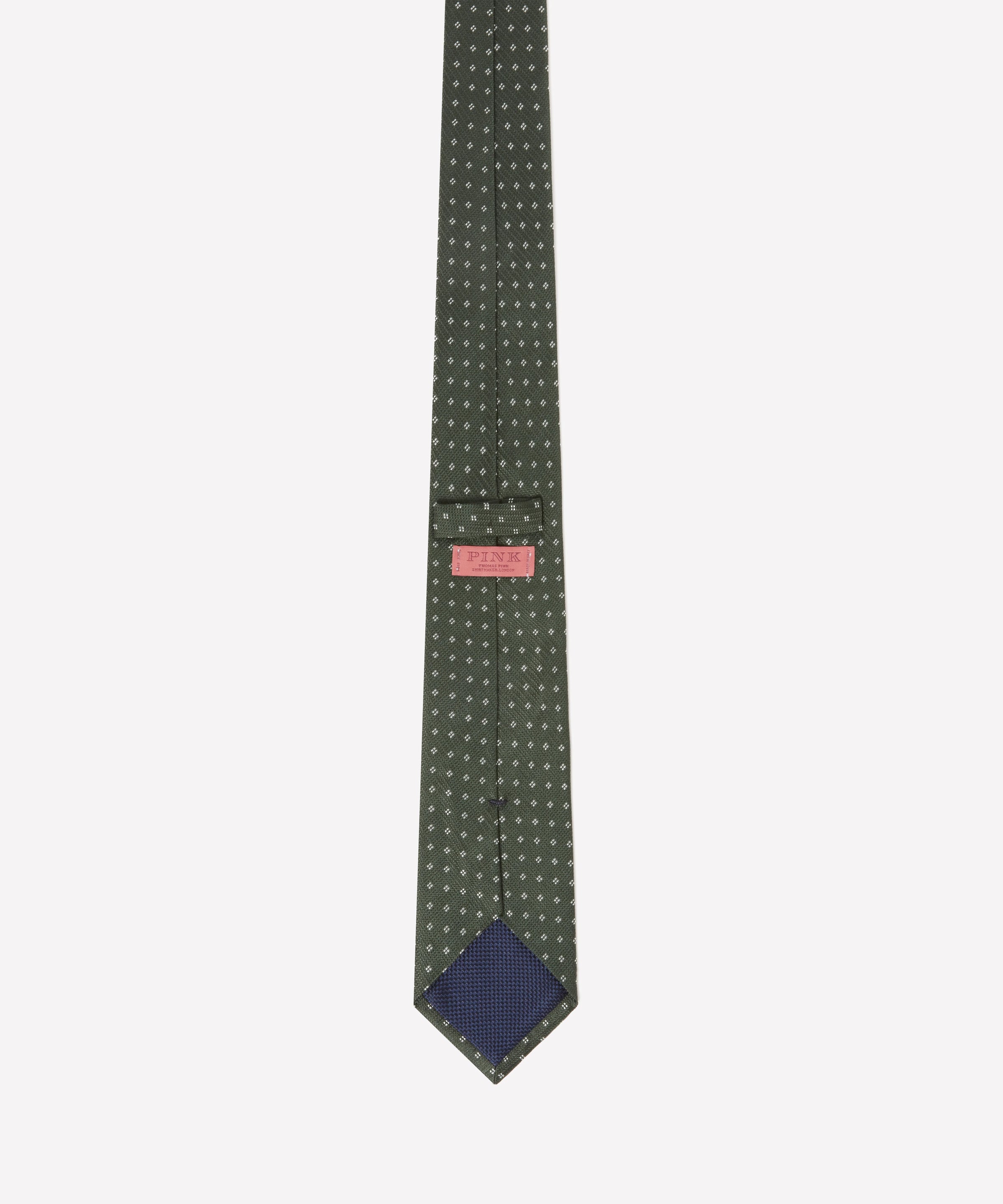 Green & White Four Dot Floral Motif Silk Tie