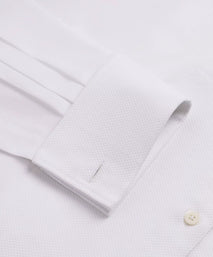 White Slim Fit Double Cuff Marcella Twill Evening Shirt