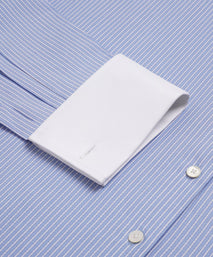 Pale Blue & White Slim Fit Double Cuff Dandy Stripe Formal Shirt