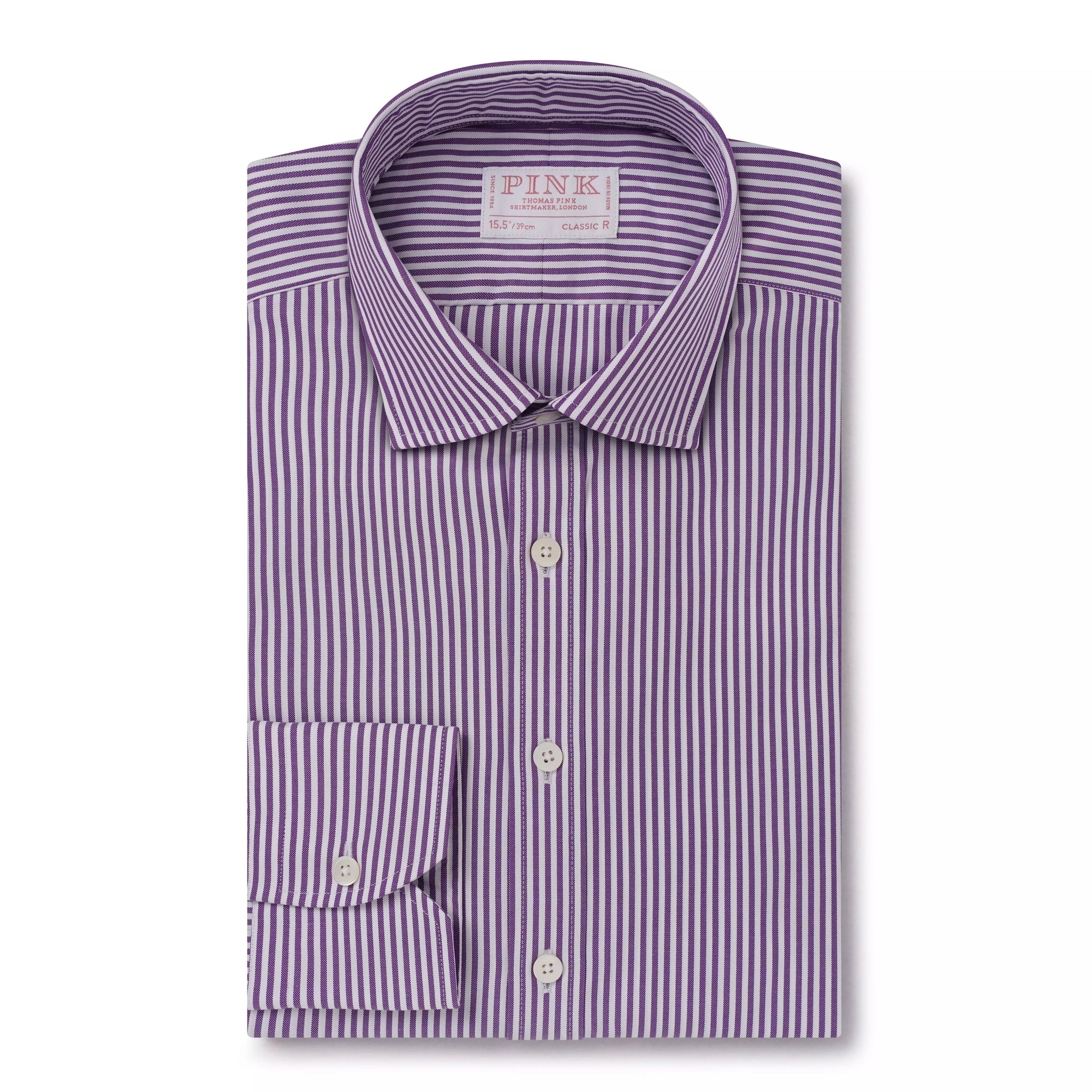 Lilac & White Classic Fit Cambridge Stripe Formal Shirt
