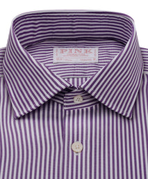 Lilac & White Classic Fit Cambridge Stripe Formal Shirt