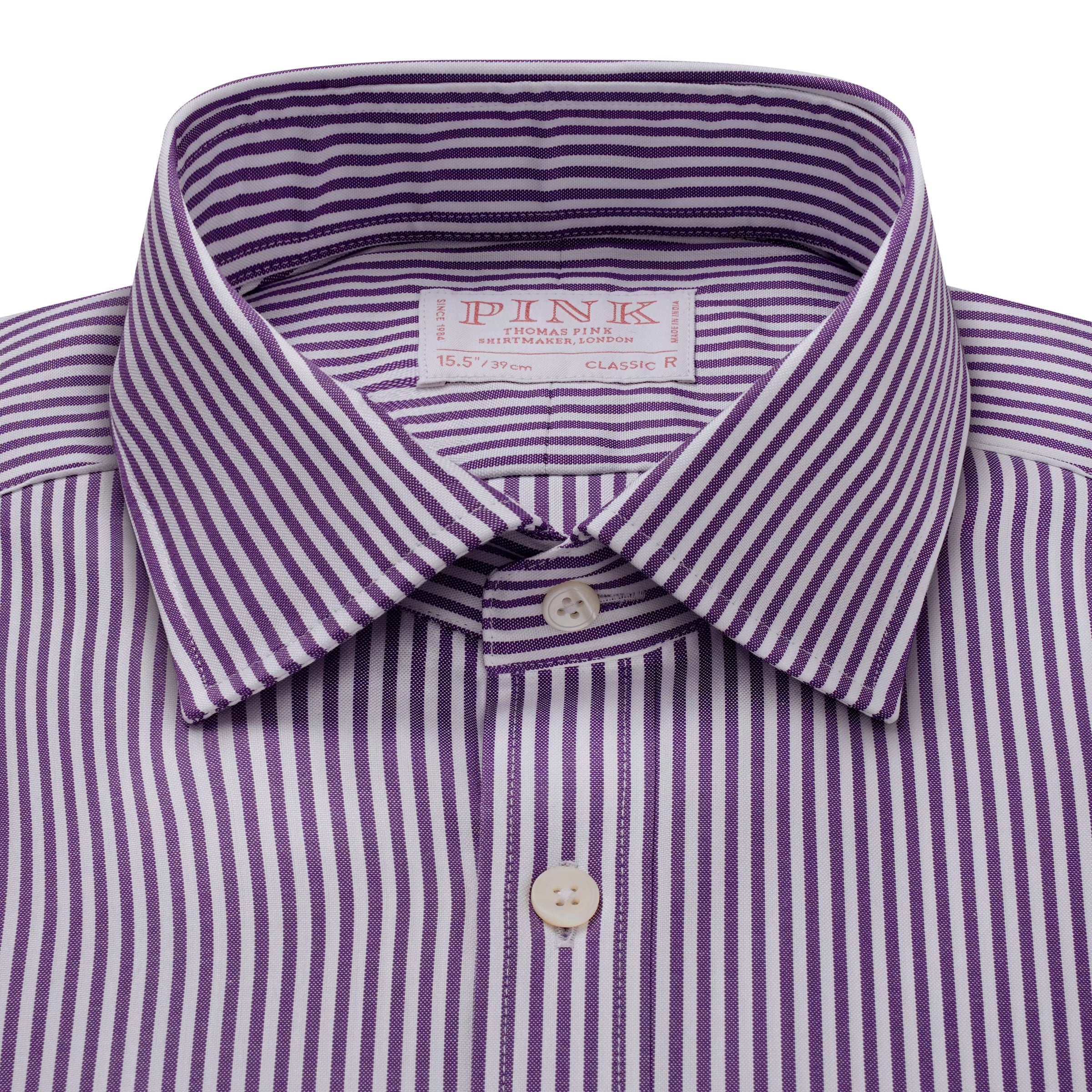 Lilac & White Classic Fit Cambridge Stripe Formal Shirt