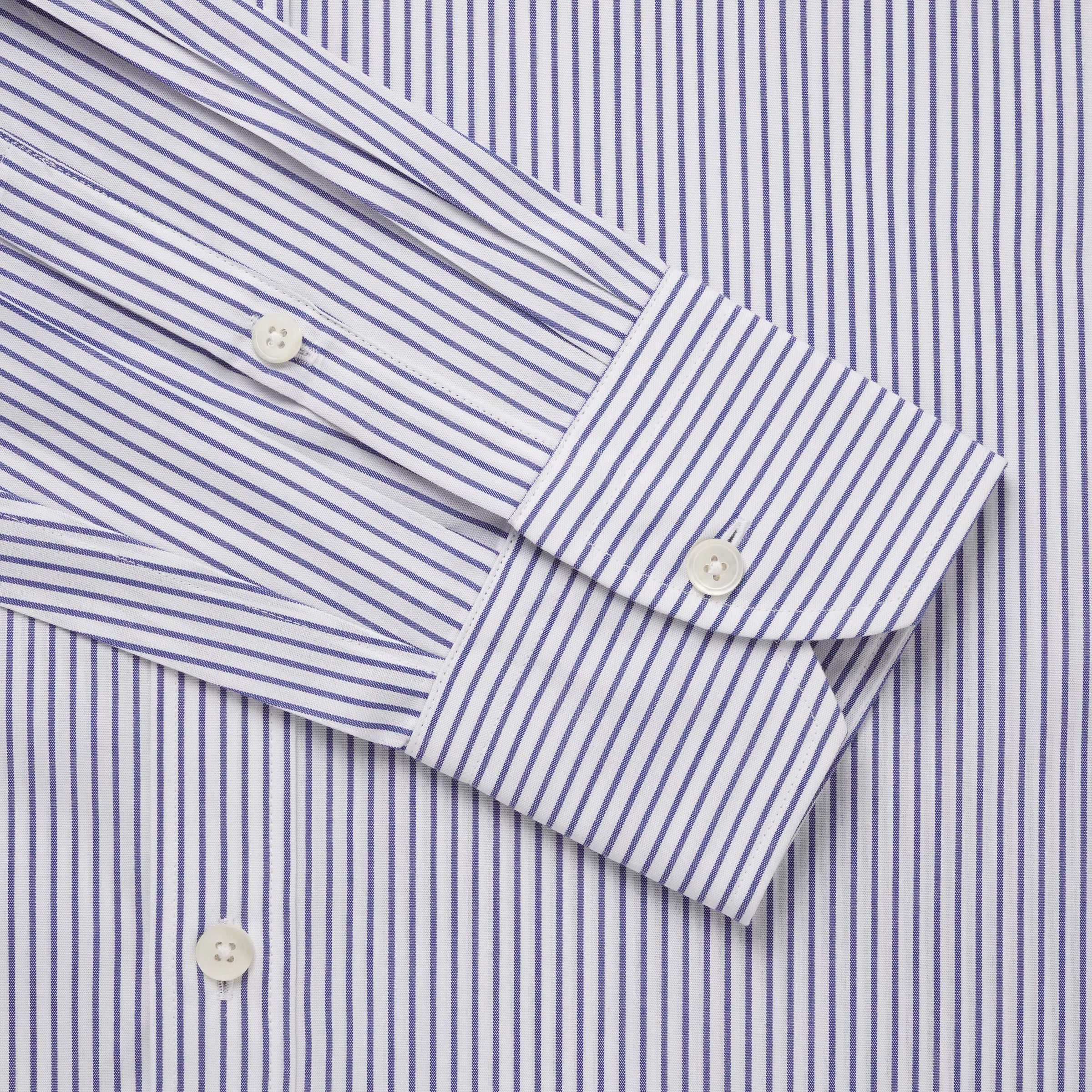 Deep Blue & White Tailored Fit Panama Medium Stripe Formal Shirt