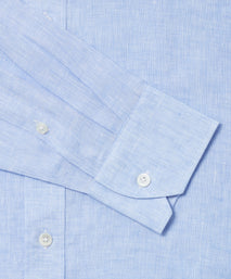 Pale Blue Classic Fit Essential Linen Button Down Smart Casual Shirt